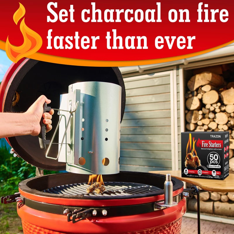 Trazon Fire Starters for Indoor Fireplace  Campfires  Wood Stove  Grill  Charcoal Chimney  Fire Pit  BBQ Accessories - Charcoal Starter  Fatwood Fire Starter Sticks - Firestarter - Image 5